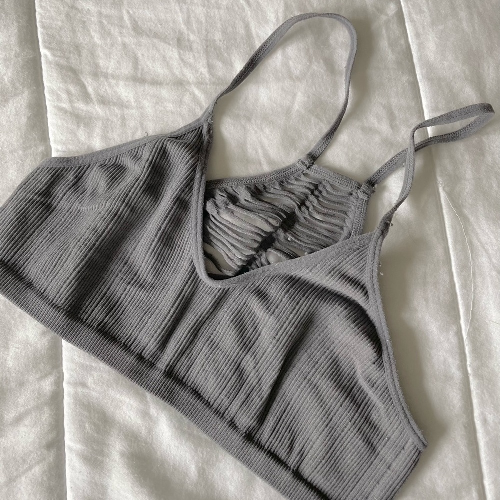 Free People gray ribbed bralette